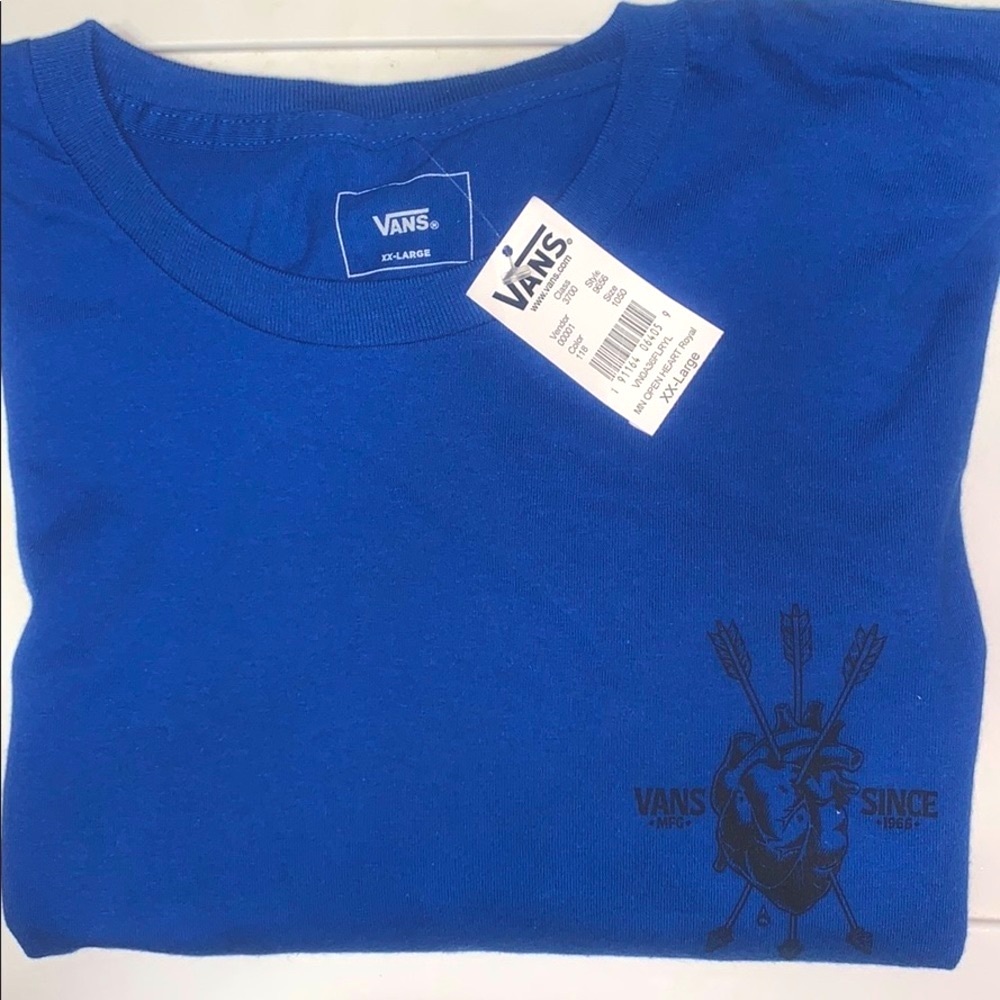 💙TEE OPEN HEART ROYAL BLUE FRONT /BACK GRAPHICS BRAND NEW VANS T-SHIRT MENS XXL